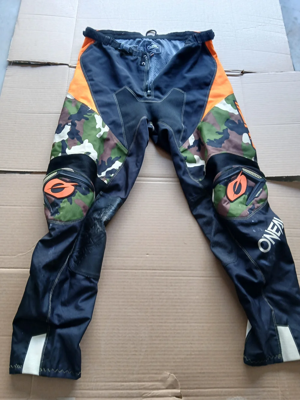 Men's Black & Orange Camo Motocross Pants - Picture 1 of 2